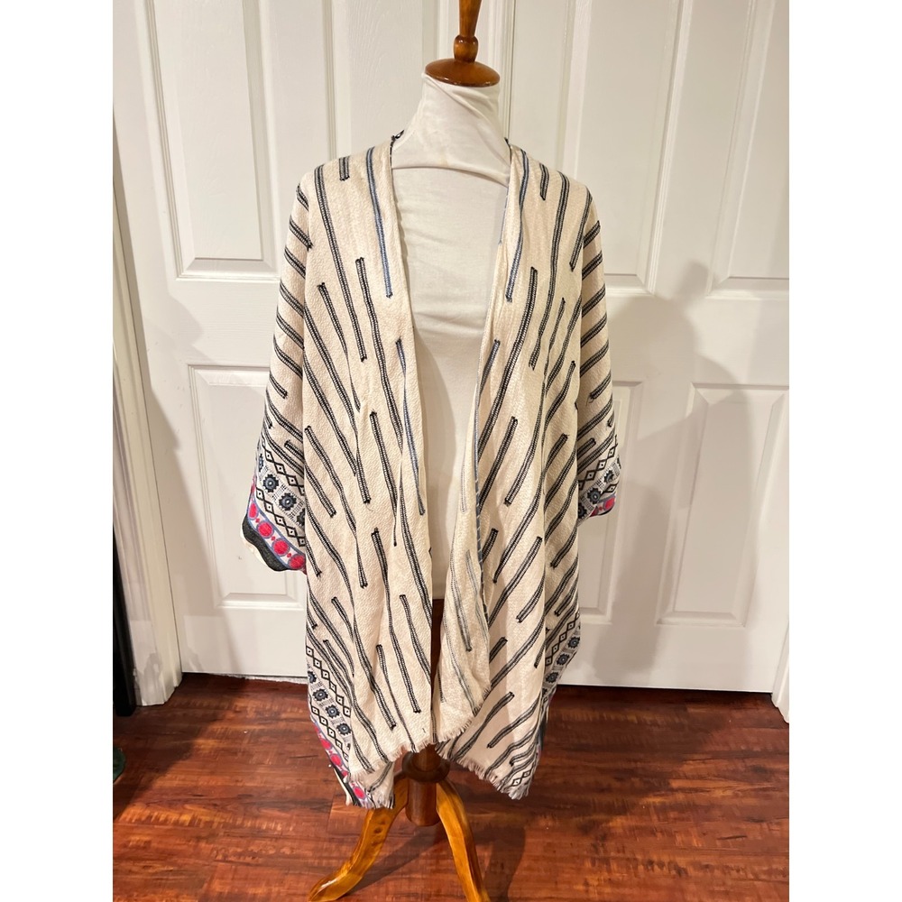 Steve Madden Womens Longline Kimono Cardigan OSFM Bohemian Festival Western Vaca